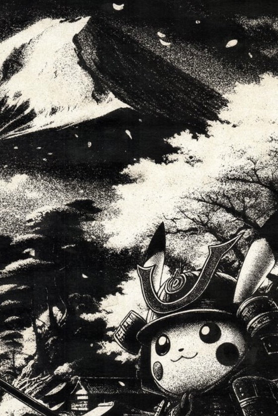 Image 1 of Kunstwerk Pikachu (Pokemon) Storm over Fuji