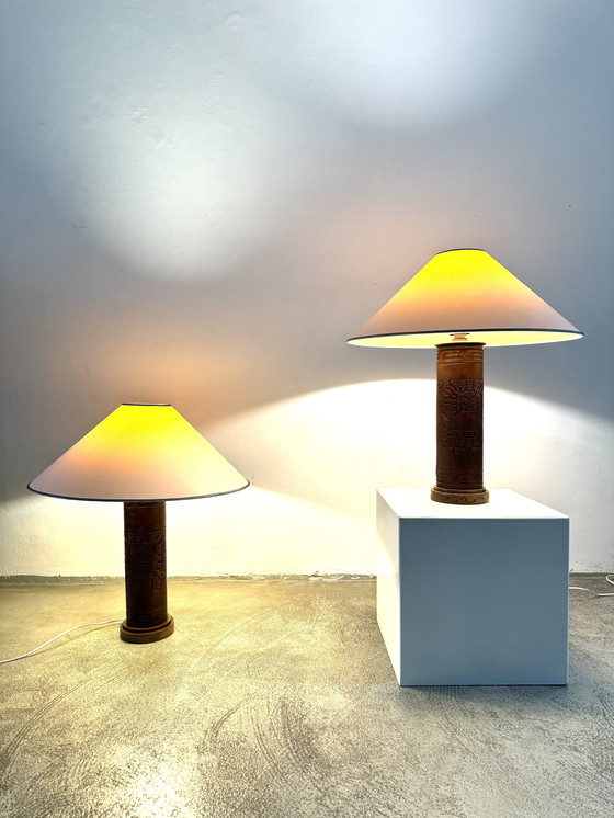 Image 1 of LAMPADE DA TAVOLO IN PELLE UNICHE DI ANGEL PAZMINO, ECUADOR, CIRCA ANNI 70