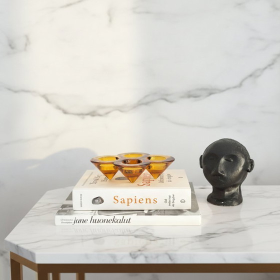 Image 1 of Portacandele vintage Northern Lights Geneva – Sandra Rich – Vetro ambrato