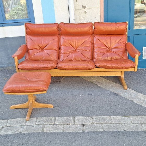 Image 1 of Banquette scandinave en bois et cuir par Soda Galvano pour Liebe Mobel
