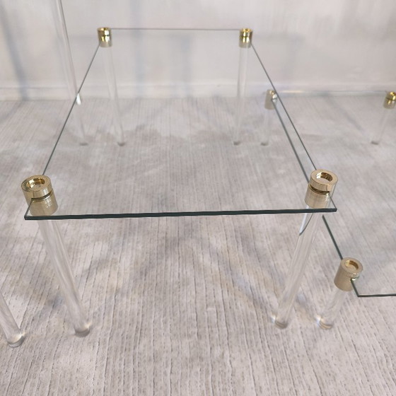 Image 1 of Charles Hollis Jones – Tables d’appoint & étagère modulable design verre et laiton 