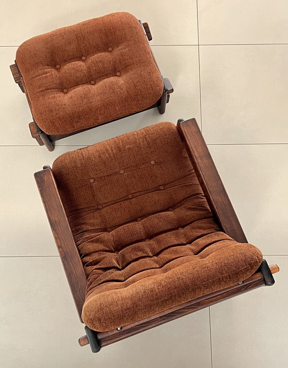 Image 1 of Scandinavian oak armchair and ottoman, 60s