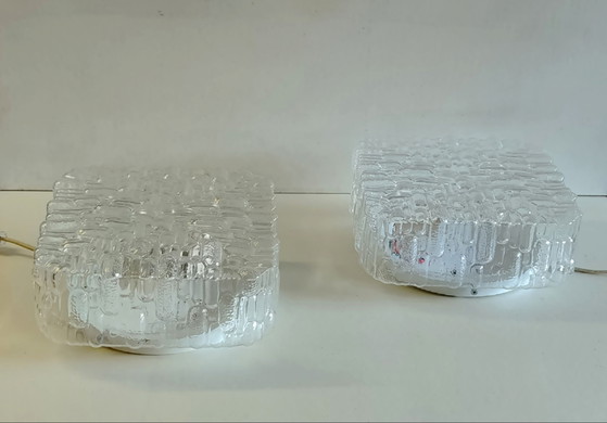 Plafonnier ou applique en verre moulé - design 70's, Transparent (photo 2 sur 10)