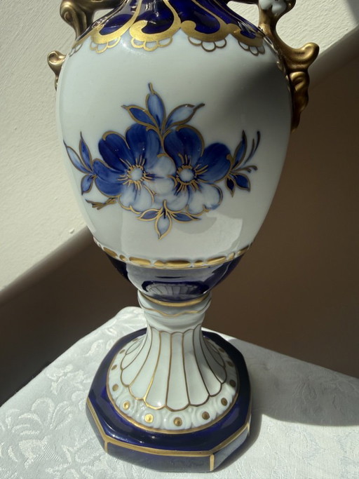 Royal Dux Porcelain Vase Cobalt Blue Gold - Czechoslovakia – vazen (photo 2 of 9)