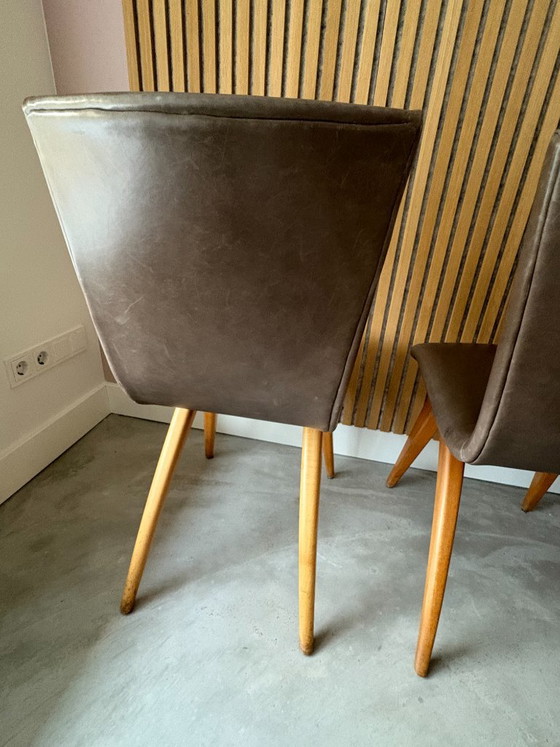 Set Van 4 G. Van Os Culemborg Dining Chairs – Eetkamerstoelen, Wood, Leather (photo 11 of 15)