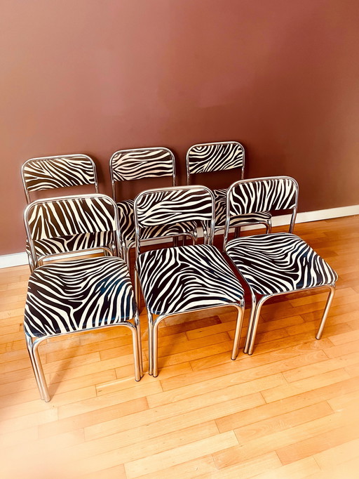 Seventies Zebra Stoelen Set van 6