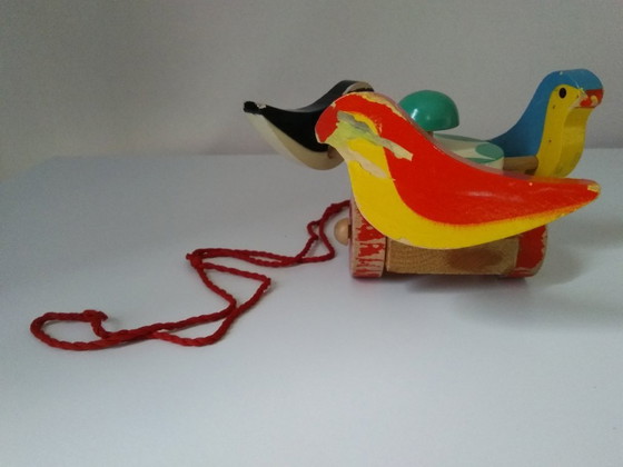 Image 1 of Jouet à tirer vintage en bois de hêtre des années 1960
