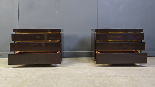 Vintage pair of bedside cabinets by Jean Claude Mahey, 1970s