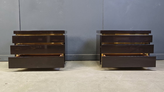 Image 1 of Vintage pair of bedside cabinets by Jean Claude Mahey, 1970s