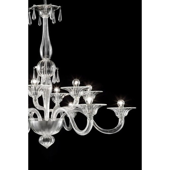 Image 1 of Elegant Transparent Venetian Murano Glass Chandelier