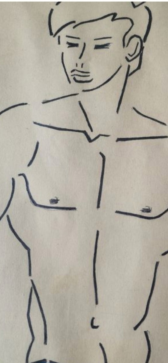 Image 1 of Gay Art Drawing 1957 original by René Arnoux