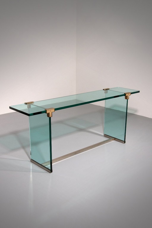 Peter Ghyzcy Beistelltisch Modell T30 massiv Glas 1960