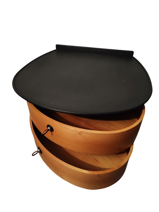 Image 1 of Pair of Postmodern Italian Nightstands by EmmeBi – 360° Rotating Drawers – 1980s