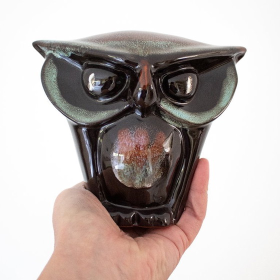 Image 1 of Statua di gufo in ceramica scura