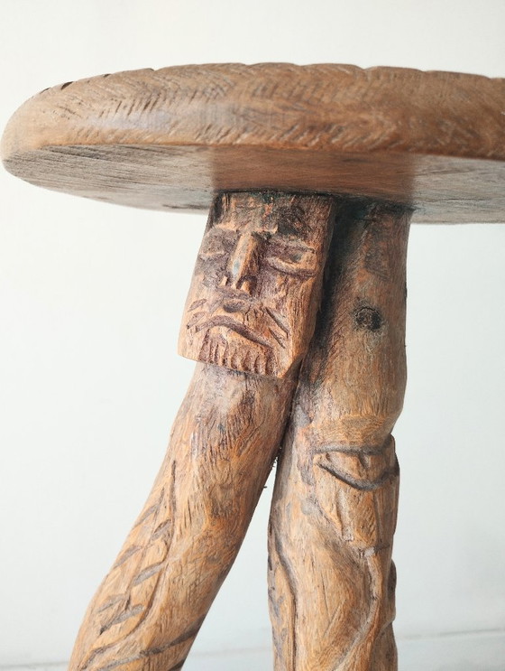 Image 1 of Satz von drei brutalistischen Barhockern, um 1970