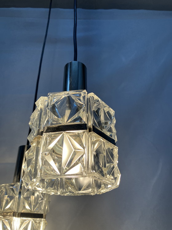 Image 1 of Lampadario Kinkeldey o lampada a sospensione a cascata con vetro di cristallo