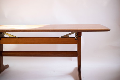 Mid Century Table basse en bois - Réglable en hauteur