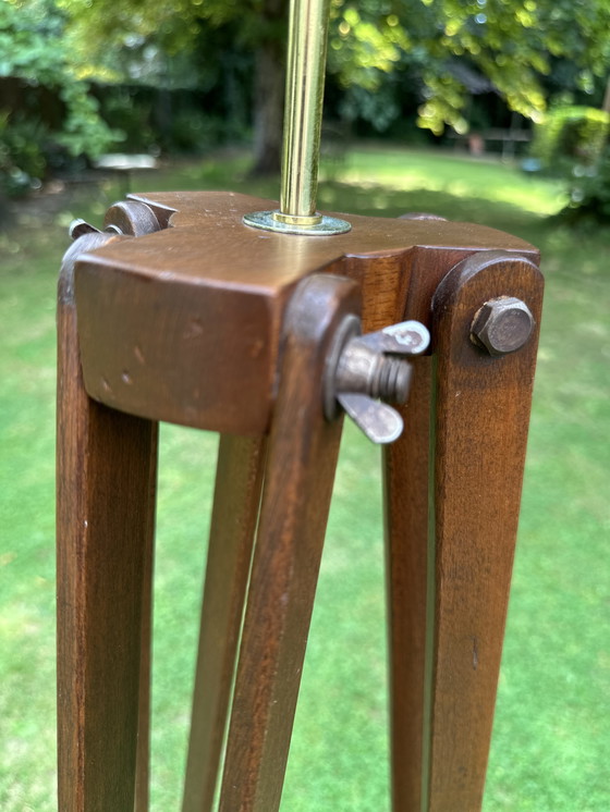 Image 1 of Flamant tripod floor lamp - warm elegance in wood and copper