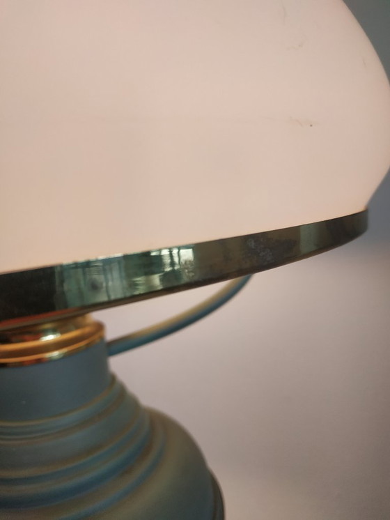 Image 1 of Schitterende Retro/vintage (elektrische)  mushroom 'olielamp' plafondlamp met 2 lichtbronnen 