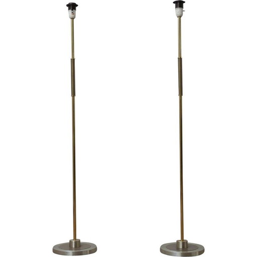 Paar vintage messing vloerlampen, Zweden 1960
