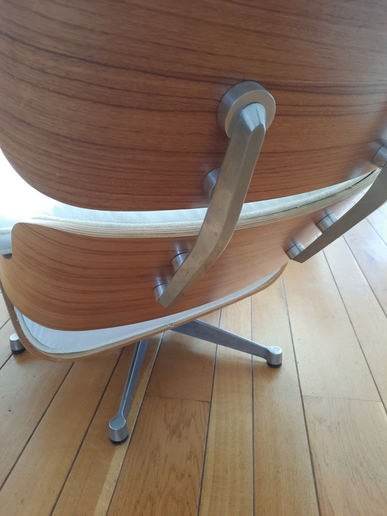 Image 1 of Eames Lounge Chair white leather + Ottan (footstool)