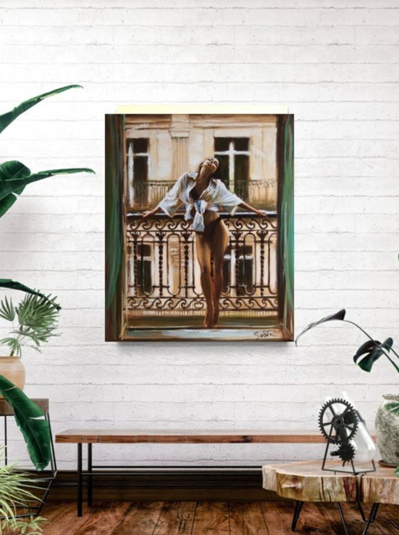 Image 1 of Artwork by Ewa Switala "The Morning Balcony" - Acrylic painting