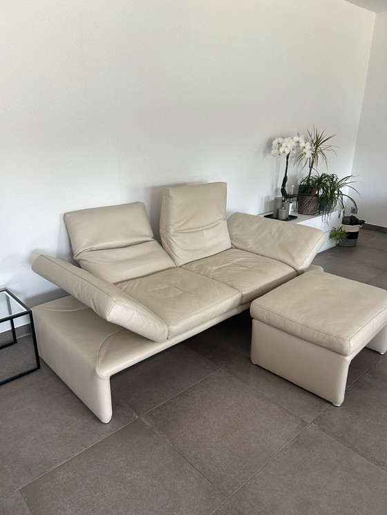 Image 1 of Koinor 2-zit met poef ecru leder