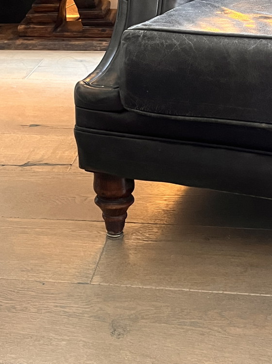 Image 1 of Vintage Chesterfield smoking chair with footstool