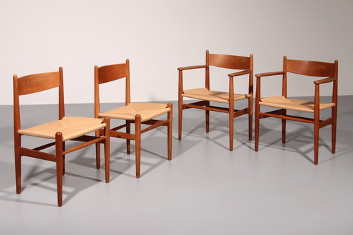 Eetkamerstoelen van Hans Wegner voor Carl Hansen & Søn, Denemarken 2 CH37 en 2 CH36