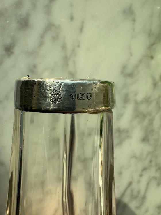 Deux Vases en verre, verts et finis avec de l'argent, J H Worrall Son & Co Ltd 1909, Vintage (photo 4 sur 5)