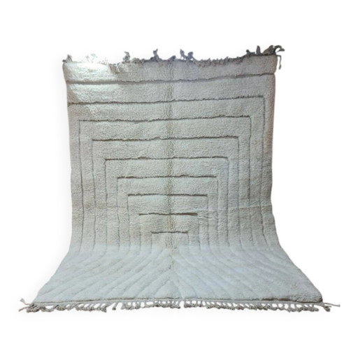Tappeto Beni Ouaren Moderno Bianco con Motivi Convergenti 300x200 cm