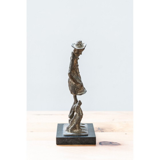 Image 1 of Statue en bronze vintage avec chien par Sella Casia, 1970