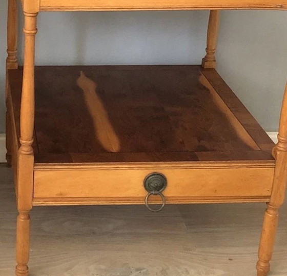 2x Tables de nuit anglaises en bois avec tiroir, Marron (photo 5 sur 5)