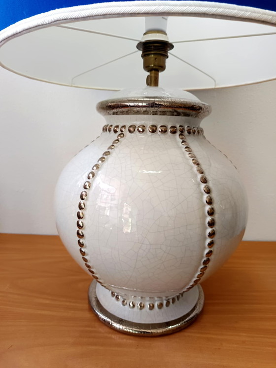 Image 1 of Lampada in terracotta Longwy con paralume blu Klein