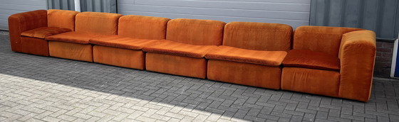 Image 1 of Orangefarbener Samt Modelar Element Sofa