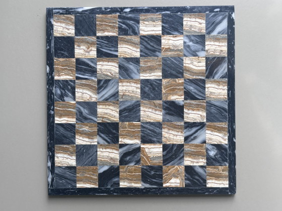 Image 1 of Vintage marble onyx solid natural stone chessboard