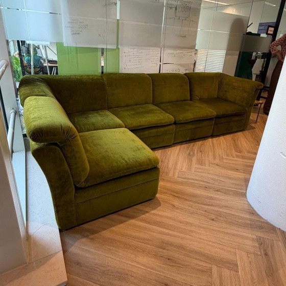 Image 1 of Divano modulare vintage in velluto verde muschio