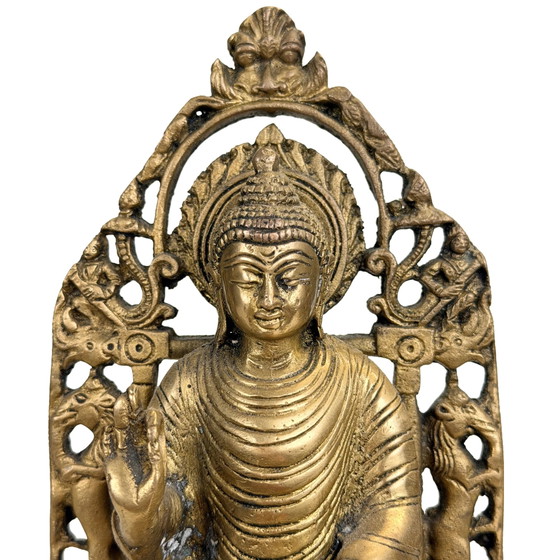 Antica statua indiana di Buddha in rame con Torana – XX secolo – Sculture (photo 2 of 10)