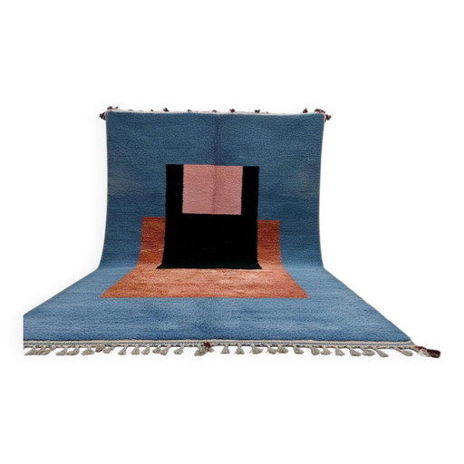 Handgewebter marokkanischer Teppich, Naturwolle, 250cm x 150cm, elegante Dekoration.
