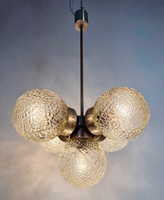 Image 1 of Lampadario vintage in vetro tagliato di Kamenický Šenov, anni '60