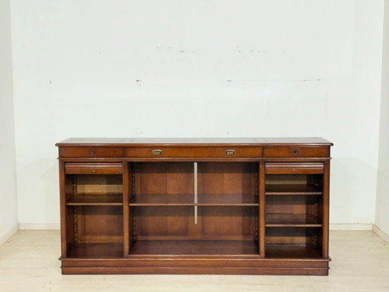 Image 1 of Classic mahogany office sideboard with roll-up doors/English colonial style/sideboard/1960s