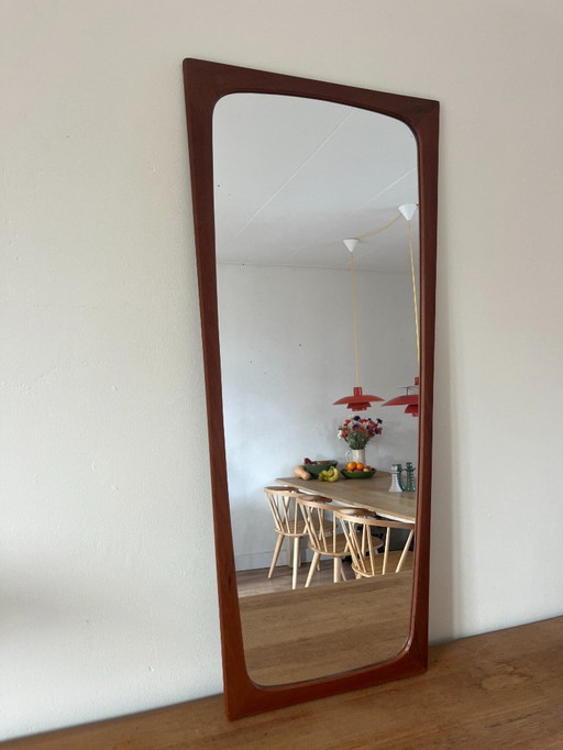 Vintage Deense teakhouten spiegel met organische randen - spiegel uit het midden van de 20e eeuw