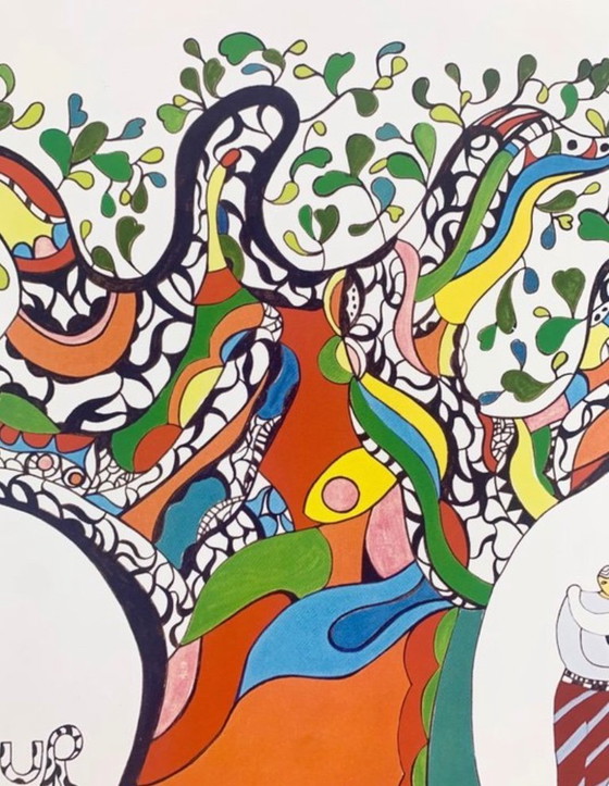 Image 1 of Niki de Saint Phalle: "Vive l'amour". Firma sulla lastra. In una pregiata cornice in legno con vetro acrilico anti