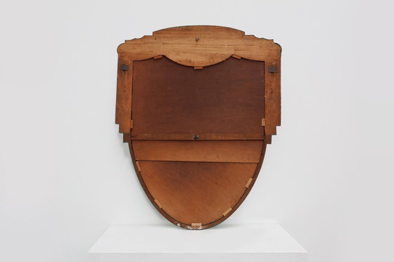 Image 1 of Miroir sculpté vert Art déco français, années 1930