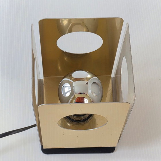 Image 1 of Vintage tafellamp uit de jaren 60 van verguld metaal, jaren 60 Space Age, jaren 60