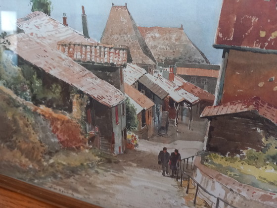 Image 1 of Picturesque village scene in the Beaujolais region, signed Allain Renoux