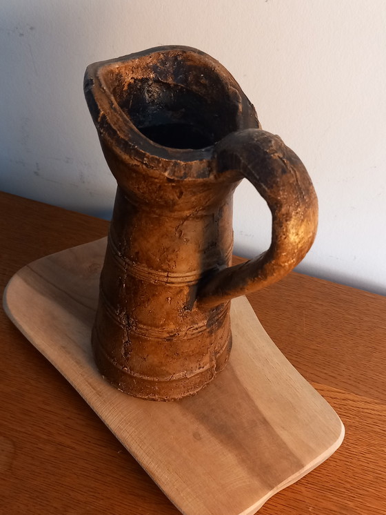 Image 1 of Rare Brutalist Stoneware Pitcher Vase - 1960s/70s Design - Original Condition