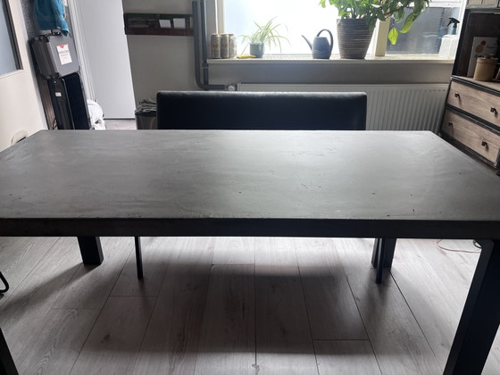 Sturdy Concrete-Look Dining Table – Metal, Wood (photo 3 of 5)