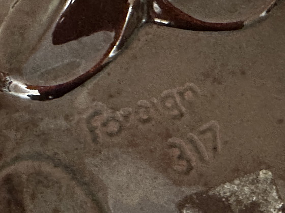 Image 1 of Foreign-West Germany Ceramic - Tripod Fruit Bowl Barbotine Grapes