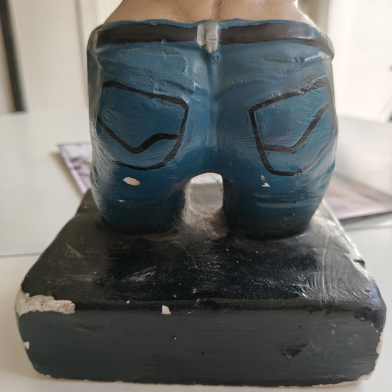 Image 1 of Vintage Rockabilly Pin-Up Bust Sculpture – Heavy Hand Painted Figure 33cm